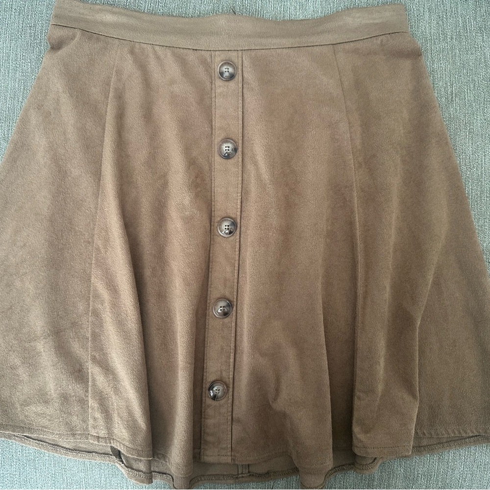 Button-Front Tan Skirt